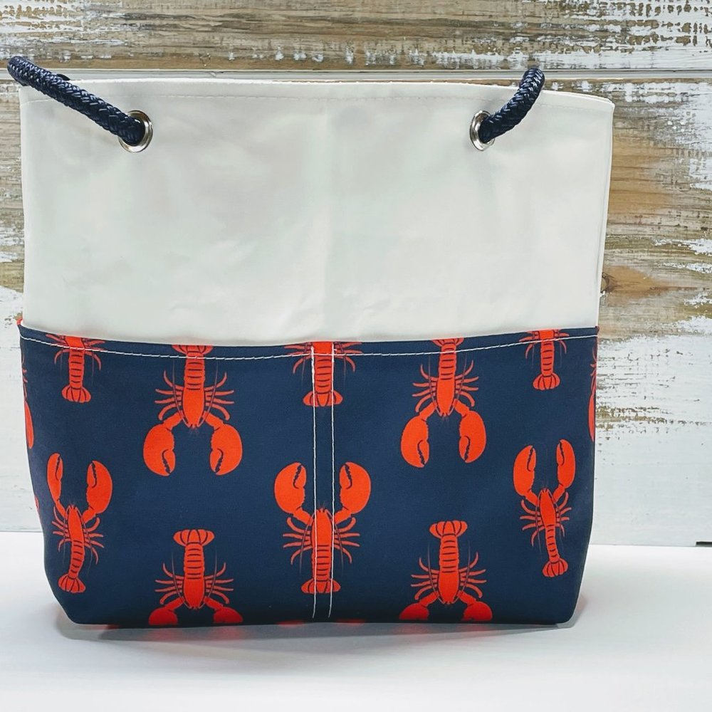 Recycled Sail Cloth Maine Red Lobster Womens Shoulder Tote Bag Handmade